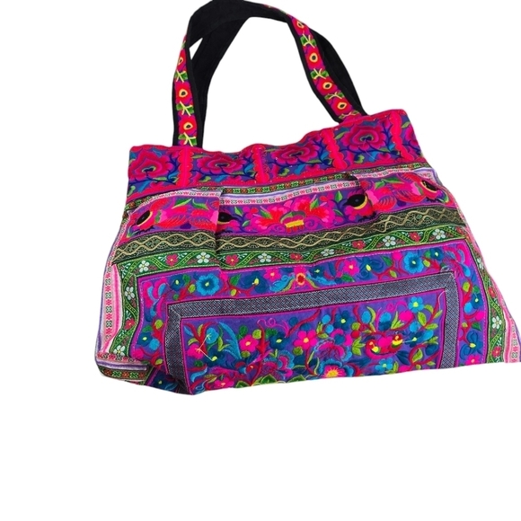 Vtg large embroidered boho hippie festival purse bag - Picture 2 of 9